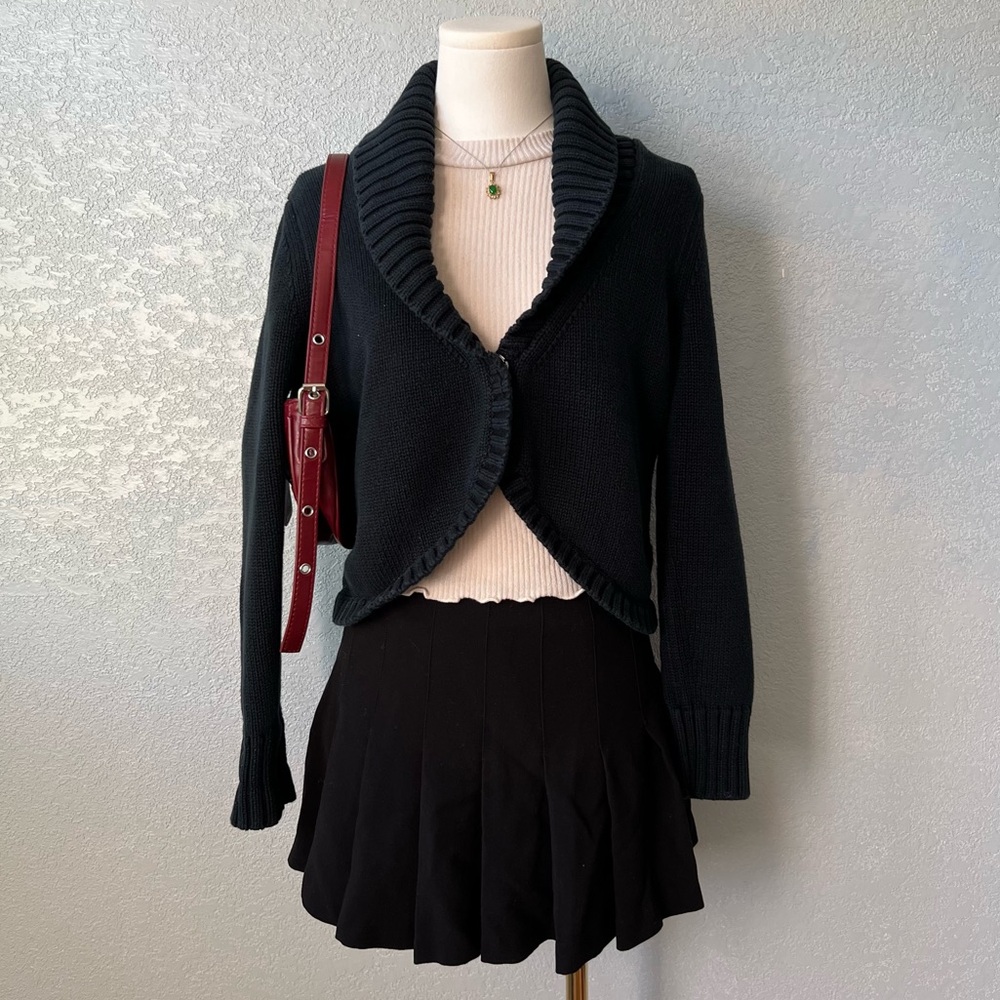 Vintage 90s Conrad C Black Shawl Collar Knit Cardigan Sweater Women’s L